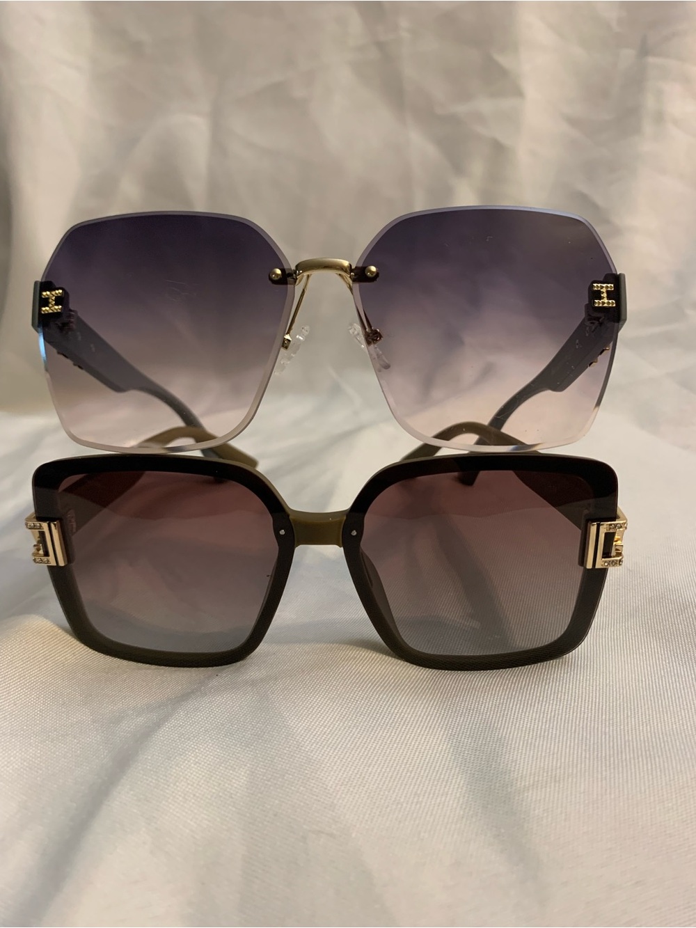 Women's No Brand Square Sunglasses - Grey & Brown (No Brand)